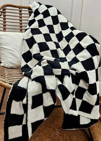 Luxury Soft Checkered Blanket - Black