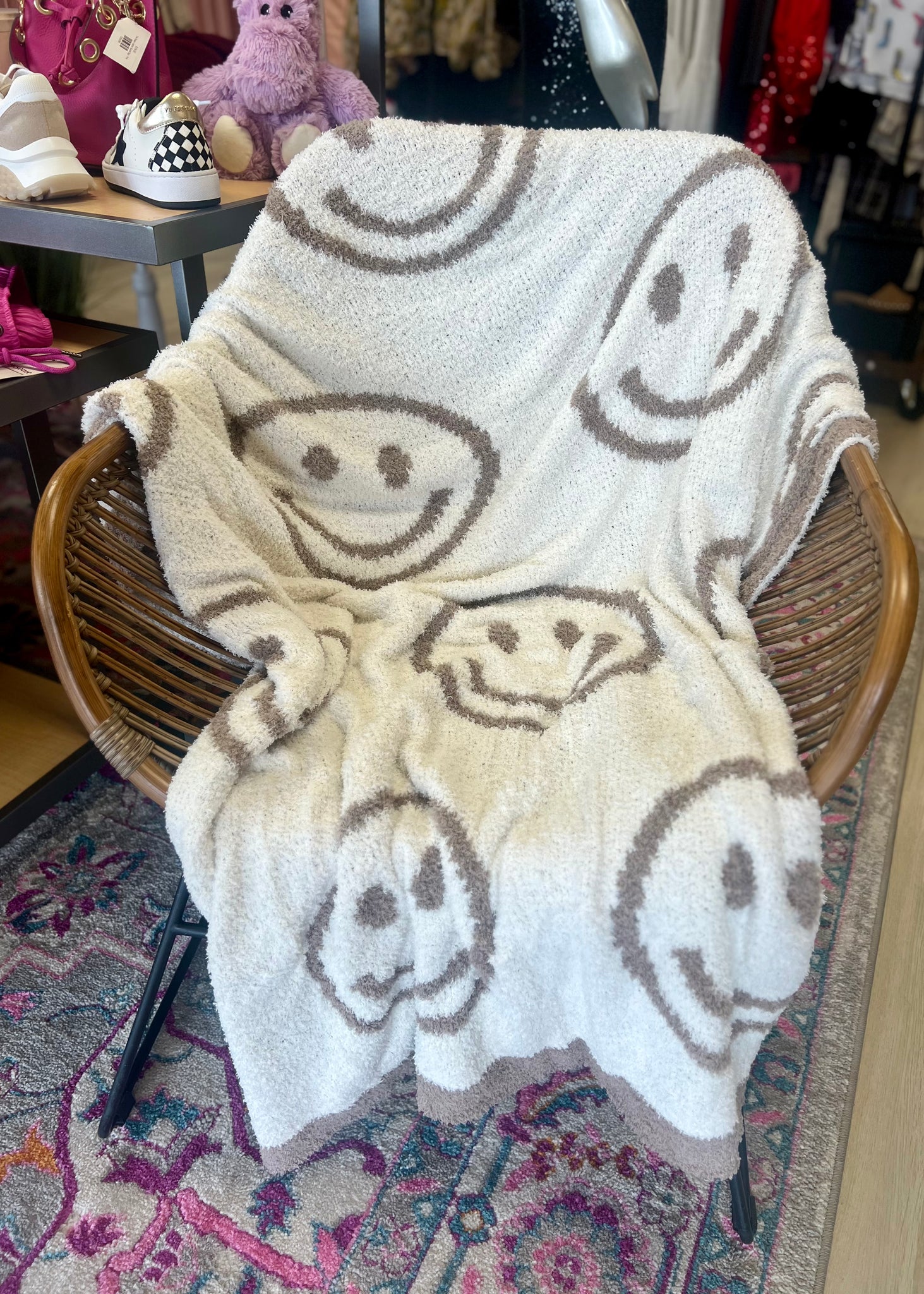 Preppy Smiley Cuddle Luxe Blanket