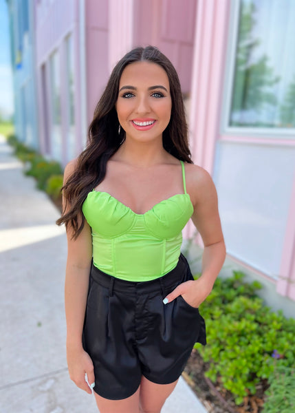Don't Wait For Better Days Lime Green Bustier Top