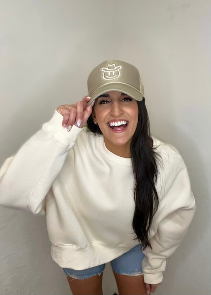 Living For It Oversized Sweatshirt - Cream
