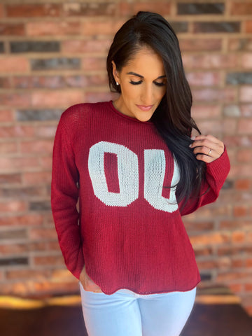 OU Stadium Sweater - Crimson/White