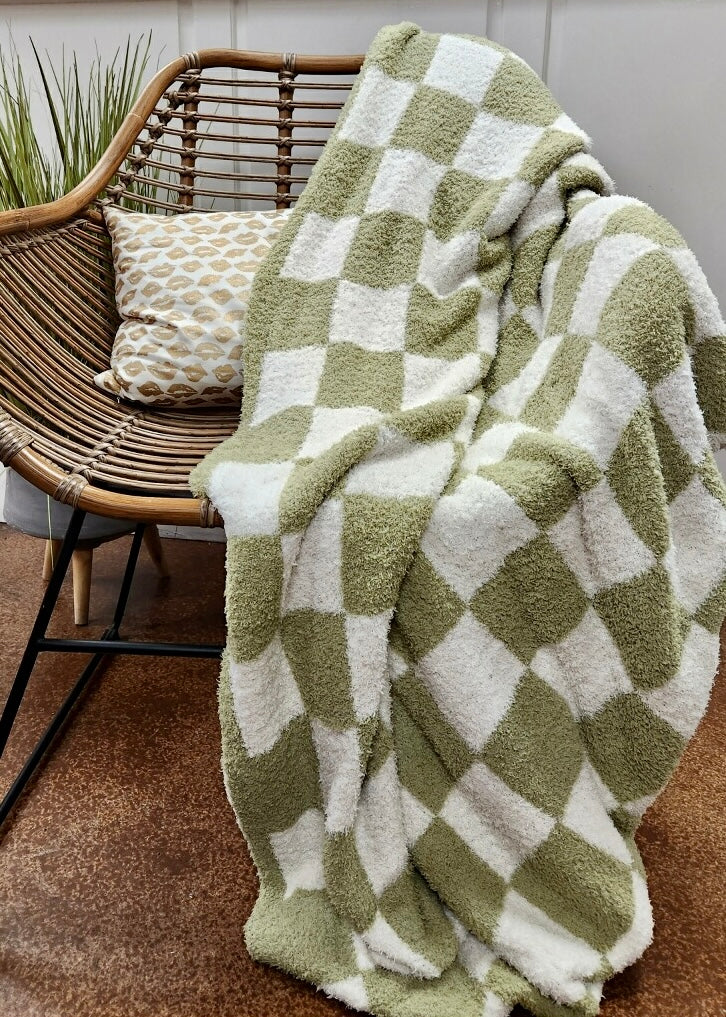 Luxury Soft Checkered Blanket - Green