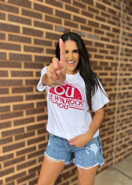 QUEEN OU Sooners We Will Rock You White Tee