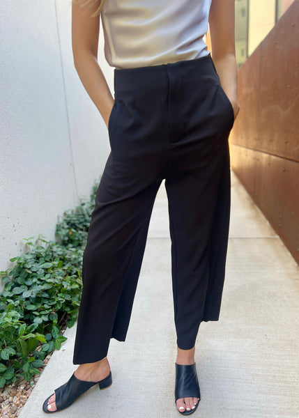 Movin On Black Cropped Wide Leg Pant
