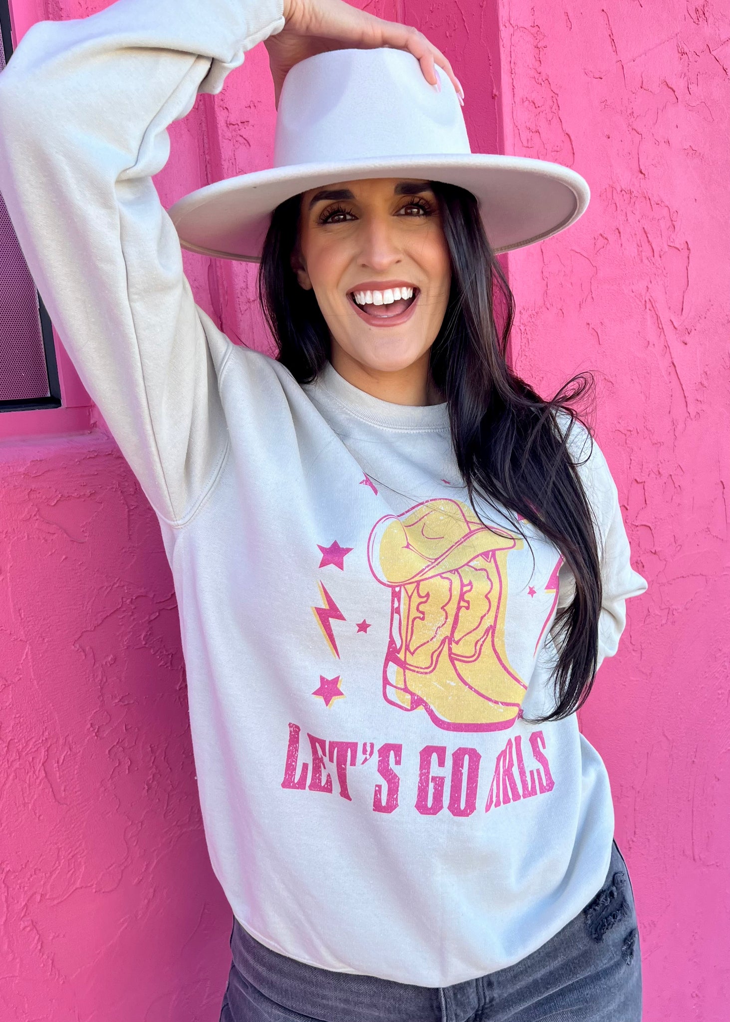 "Let's Go Girls" Western Boho Graphic Sweatshirt