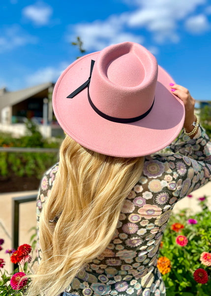 Angela Pink Flat Brim Hat