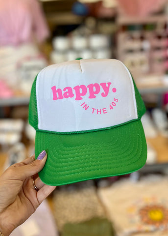 Trucker Hat - Green "Happy In 405"