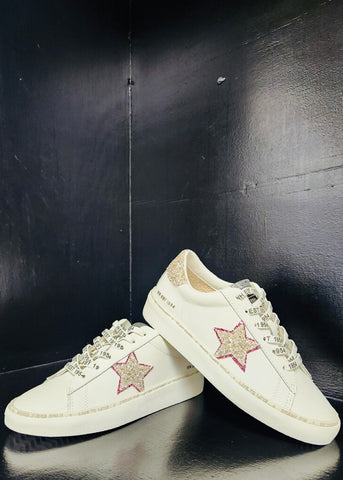 Vintage Havana, Shoes, Vh Preppy Pink And White Sparkle Shoes Low With  Silver Backs
