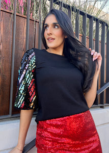Hold On To Another Day Sequin Sleeve Top