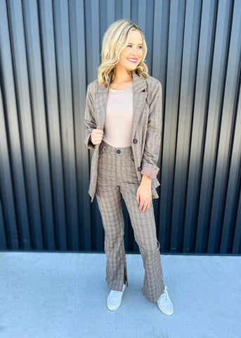 Trend Setter Brown Plaid Pants