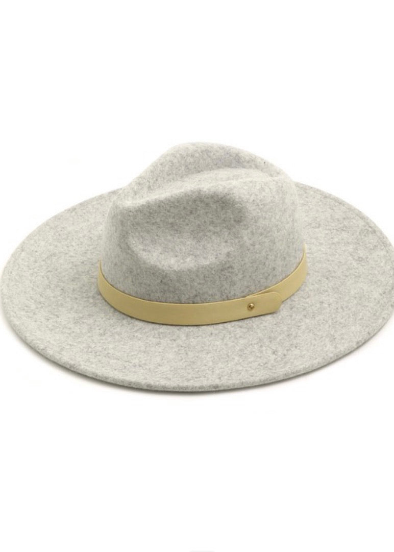Wool Felt Flat Brim Hat - Grey