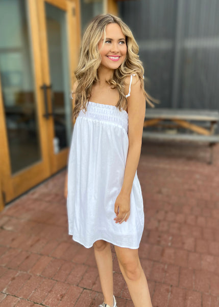 Forever Love White Sleeveless Swing Dress