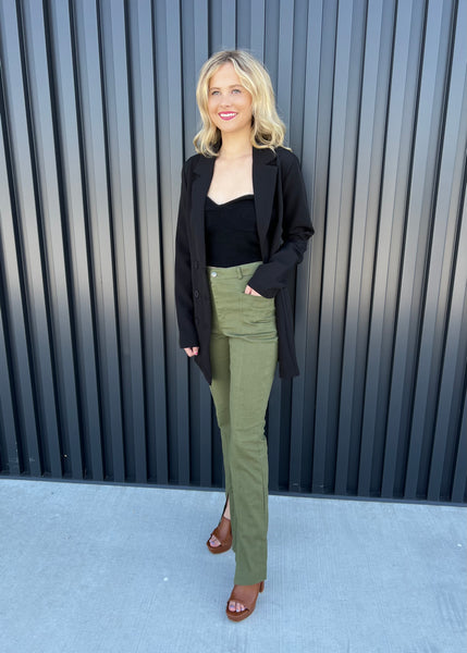 Babe Alert Green High Waisted Flare Pants