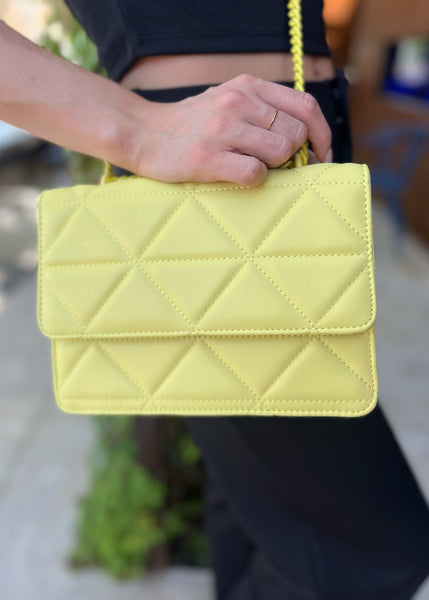 Fantasia Lime Quilted Handbag