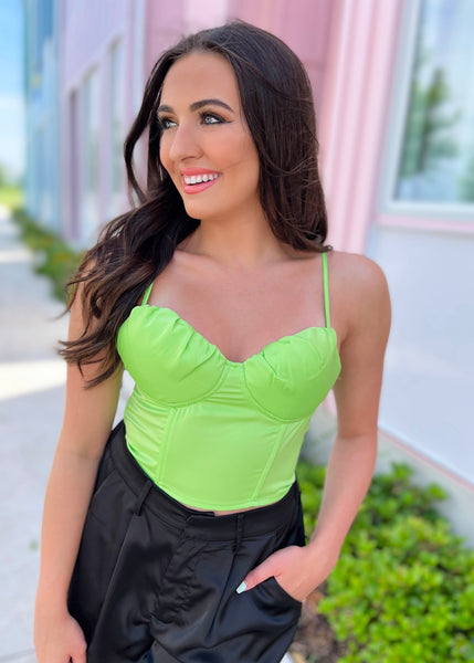 Don't Wait For Better Days Lime Green Bustier Top
