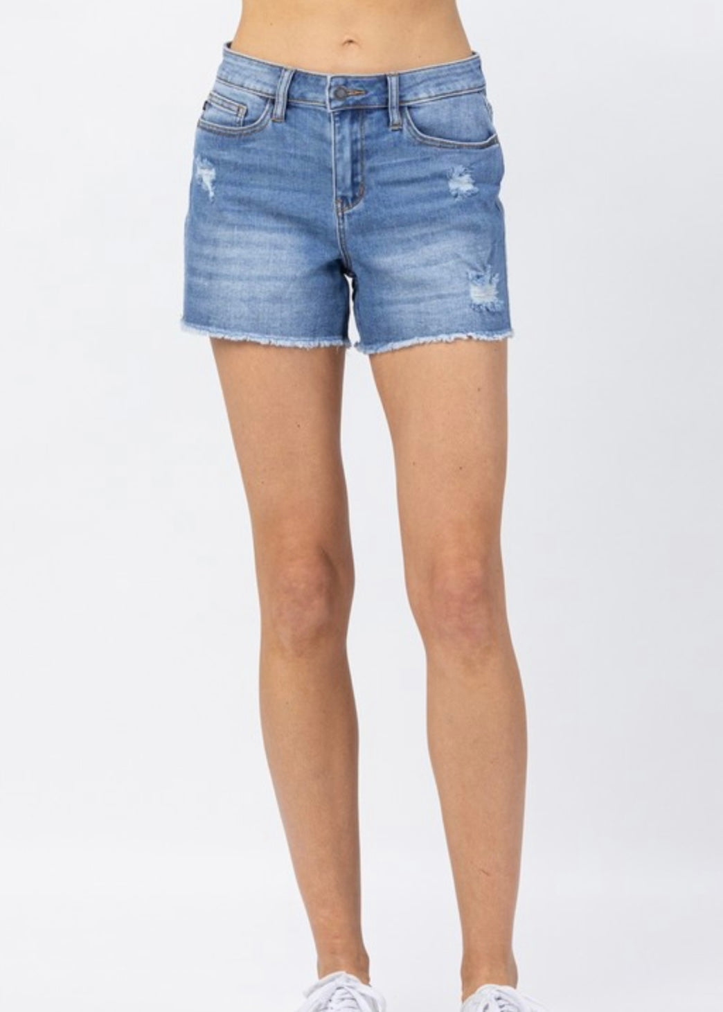 Brada Curvy Girl Denim Frayed Hem Shorts 1XL-3XL