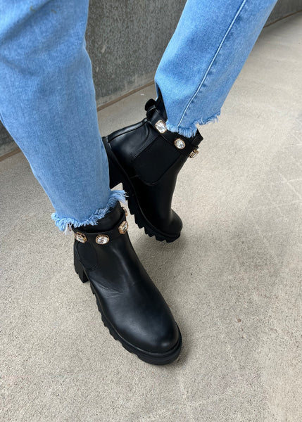 On A Journey Embellished Boots - Black